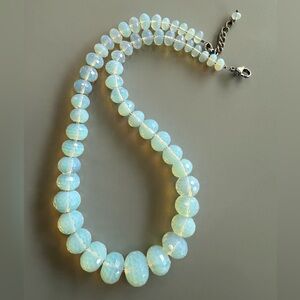 Donut Faceted white opal necklace
